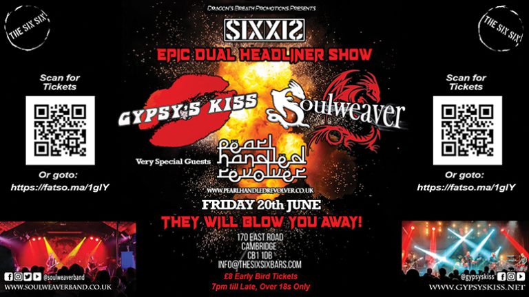 GYPSY’S KISS, SOULWEAVER & PEARL HANDLED REVOLVER JOIN FORCES FOR A NIGHT OF POWERFUL CLASSIC ROCK, BLUES & PROG
