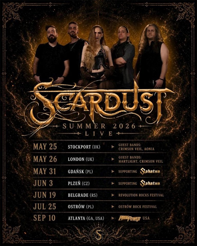 Scardust Announce Summer Tour + Two Arena Shows Supporting The Mighty Metal Powerhouse Sabaton