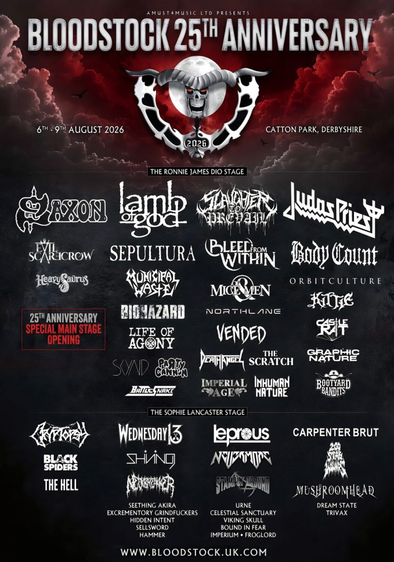 BLOODSTOCK adds 12 bands; save 20% at EMP