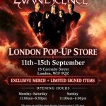 Evanescence Announce pop up shop in London from 11th – 15th September 11, 2026 at 15 Carnaby Street